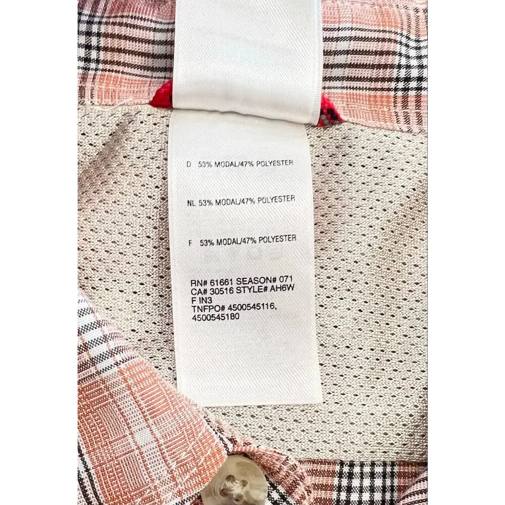 THE NORTH FACE Button Down Dress Shirt Mens M Short Sleeve Collared Orange Plaid